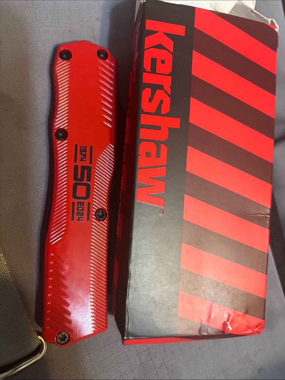 Kershaw 50 Anniversary OTF Red Pocket Knife with Black Blade - Picture 6 of 6
